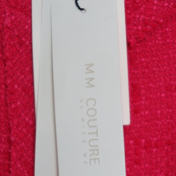 NWT MM Couture by Miss Me Hot Pink Tweed Zip Snap Long Sleeve Jacket Size S - Picture 5 of 9